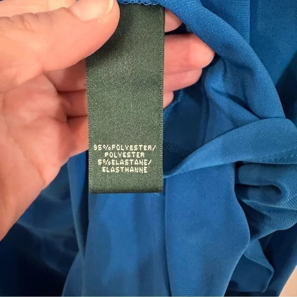 Lauren Ralph Lauren Women's Twist Front Cap Sleeve Blue Dress Size 6 GUC - Picture 5 of 8